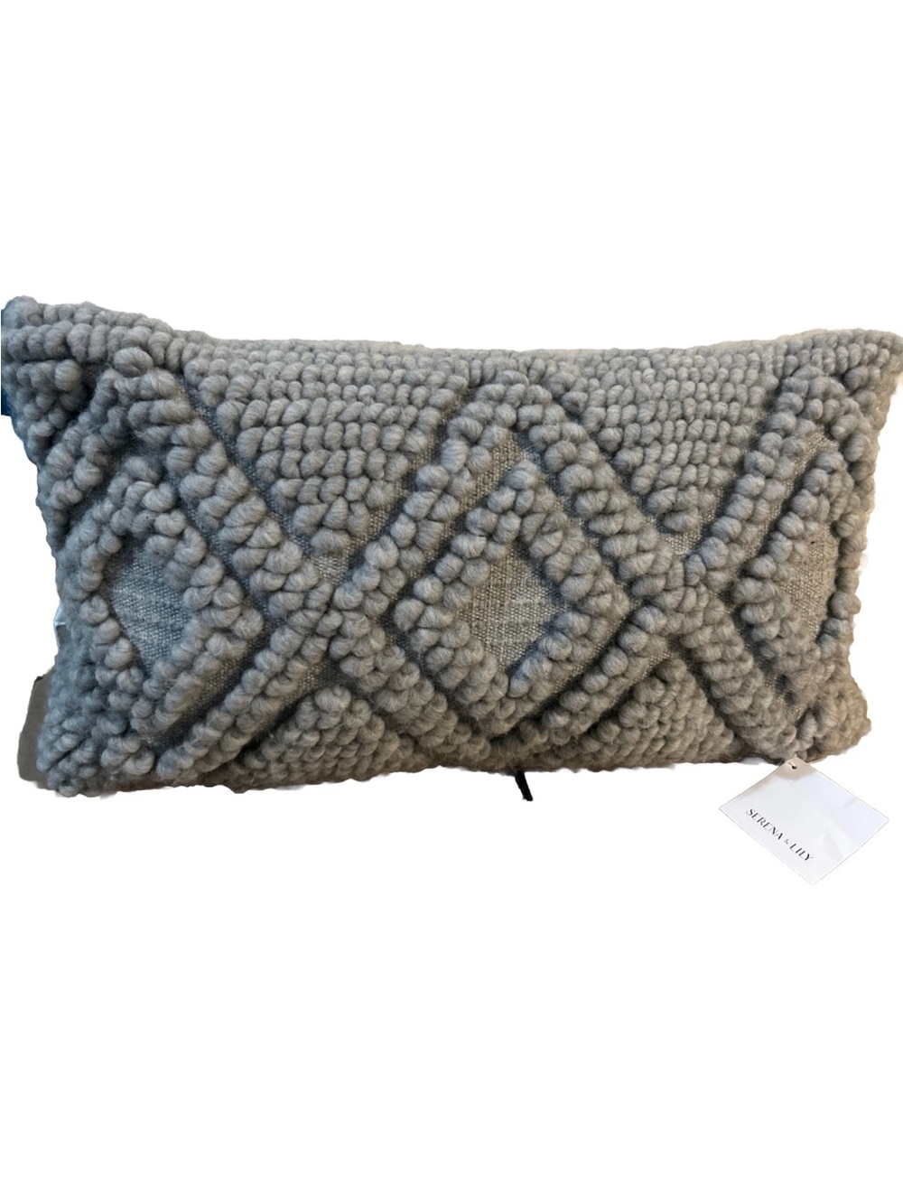 Serena And Lily Amalie Alpaca & Wool Lumbar Throw Pillow Smoke 12x21